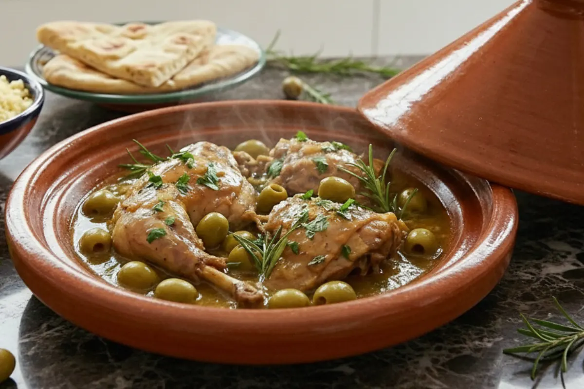 Rabbit Tagine with Rosemary and Green Olives