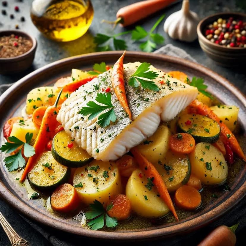 White fish fillets Tagine with Potatoes & Carrots