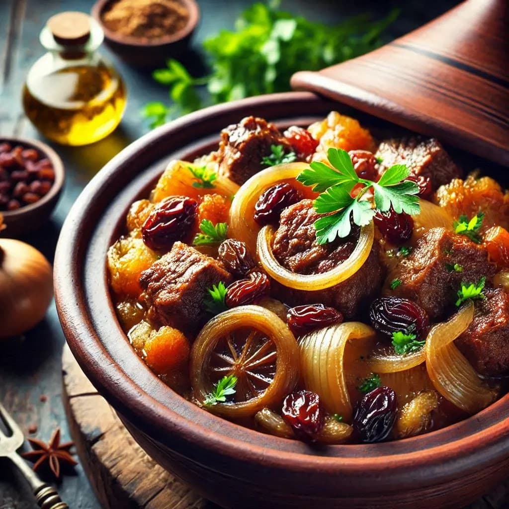 Meat Tajine with Onions and Raisins