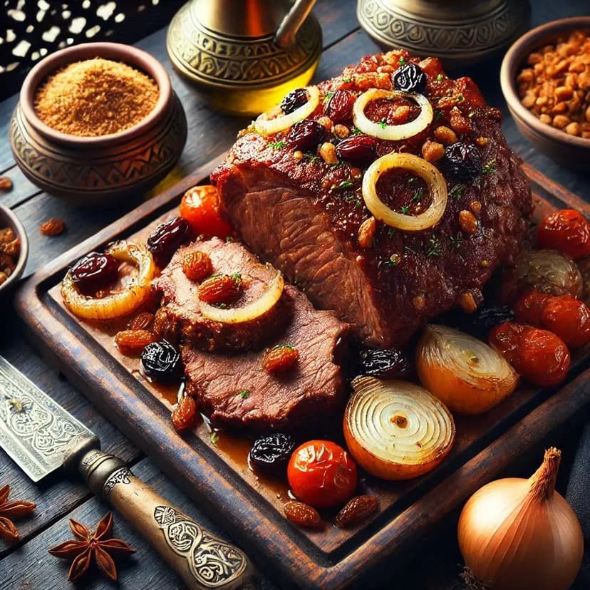 Meat Shoulder with Onion and Raisins Recipe