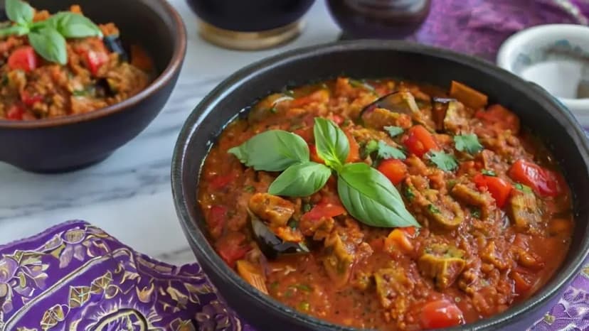 Zaalouk Odyssey: Eggplant's Flavorful Journey Roasted eggplant, tomatoes, and spices come together