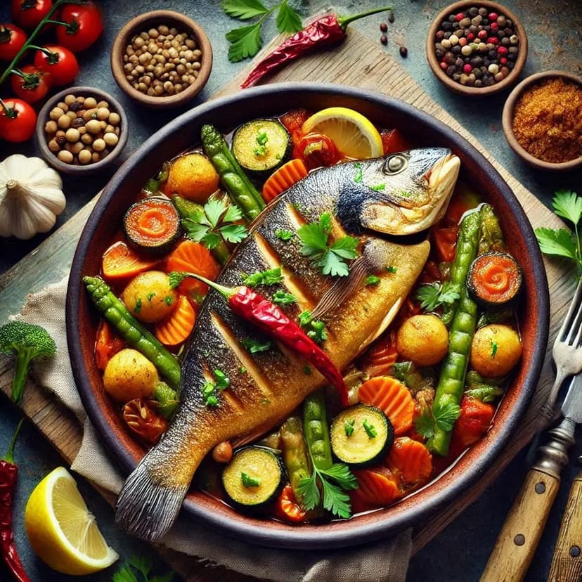 Perch Fish Tajine with Vegetables
