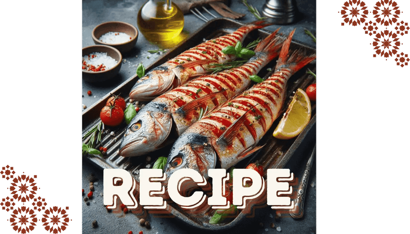 Striped Red Mullet Fish in oven