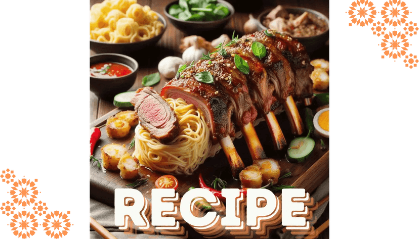 Stuffed Lamb Ribs with Shrimp, Mushrooms, and Noodles